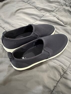 H&M Navy Blue Slip-On Boat Shoes with White Sole